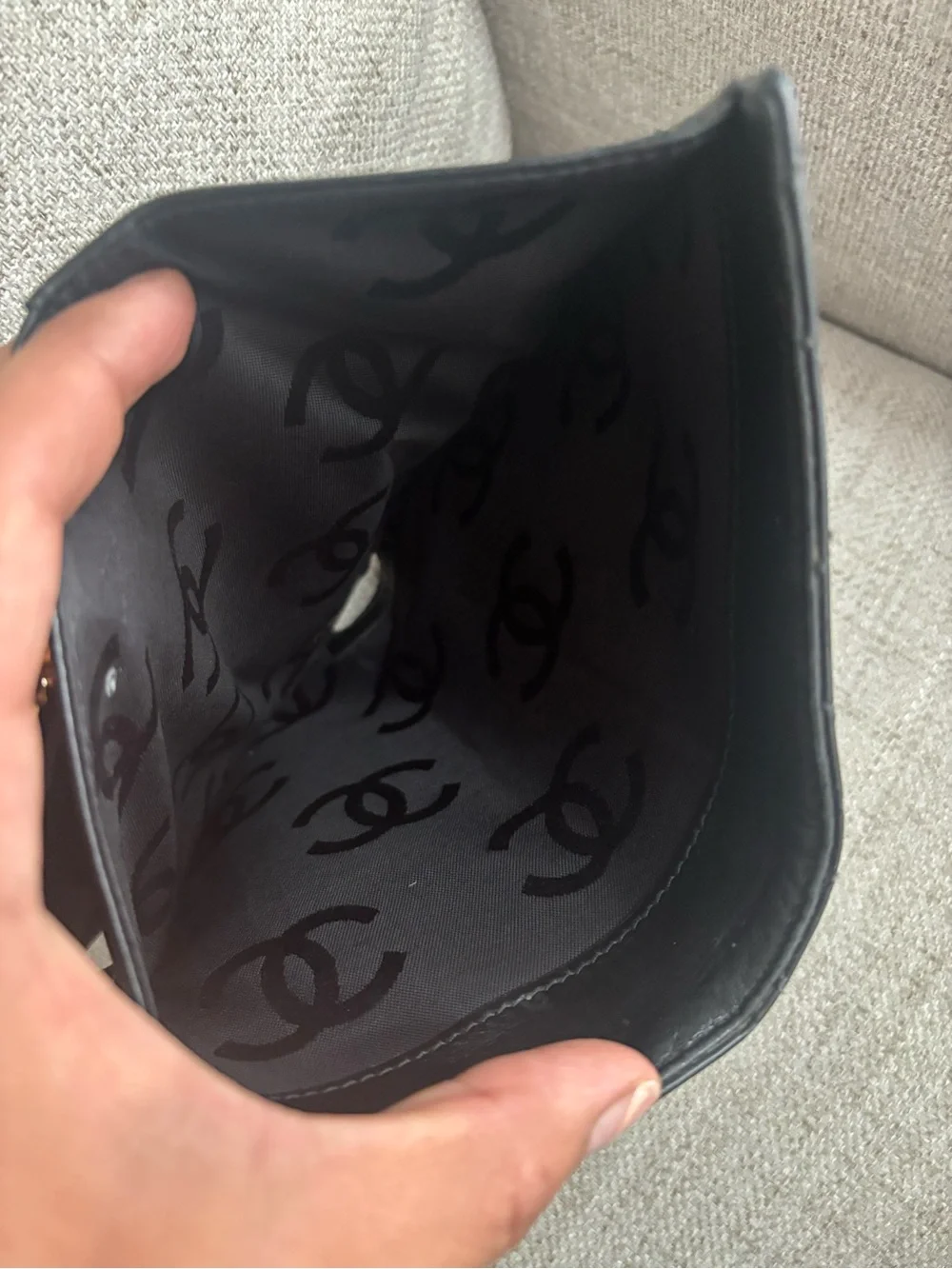 CHANEL Black Quilted Leather Wallet with Gold CC Snap